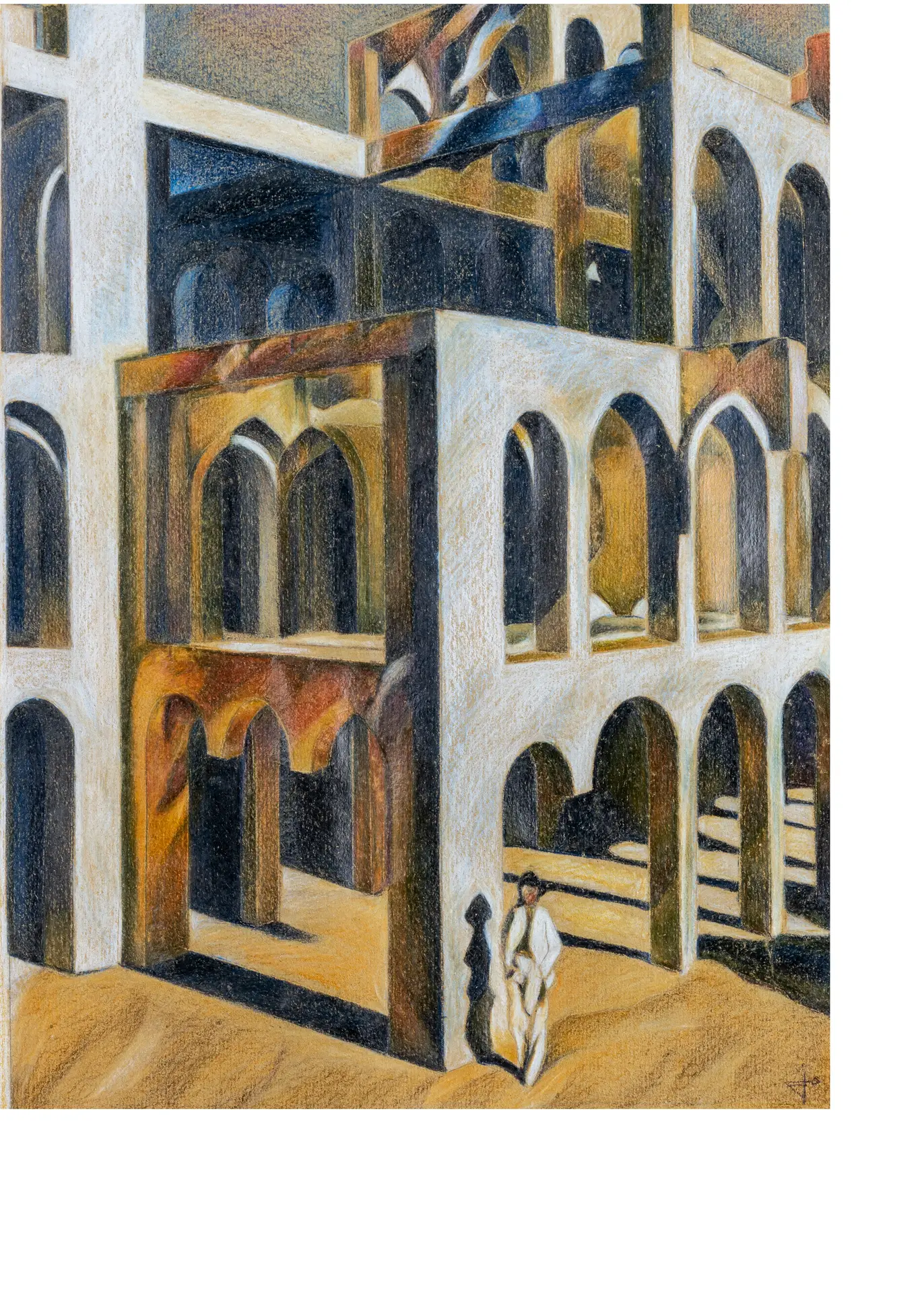 Spazio senza tempo architectural painting warm colors JSArchiLab